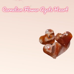 Carnelian Flower Agate Heart Carvings