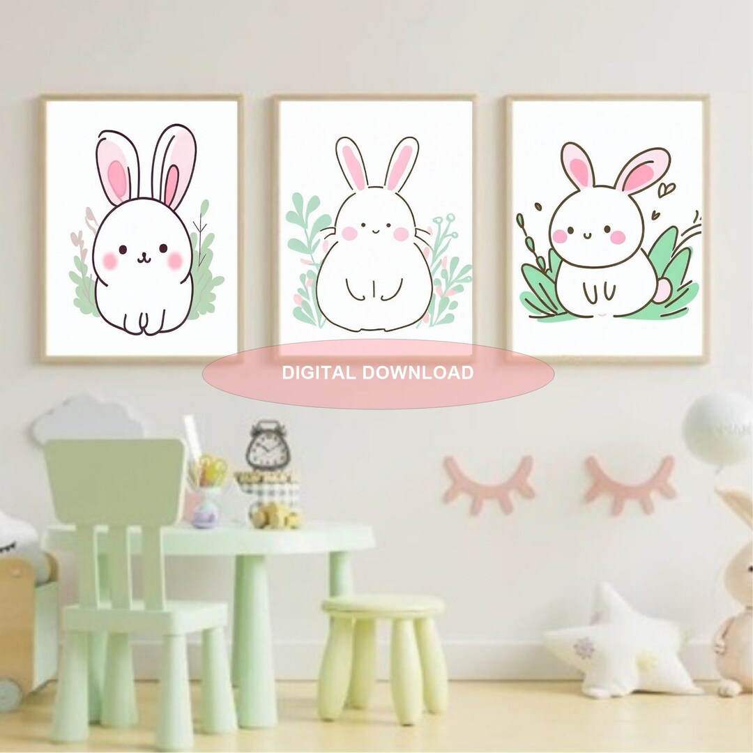 Triple Baby Room Wall Painting Printable Art for Home Decor Etsy