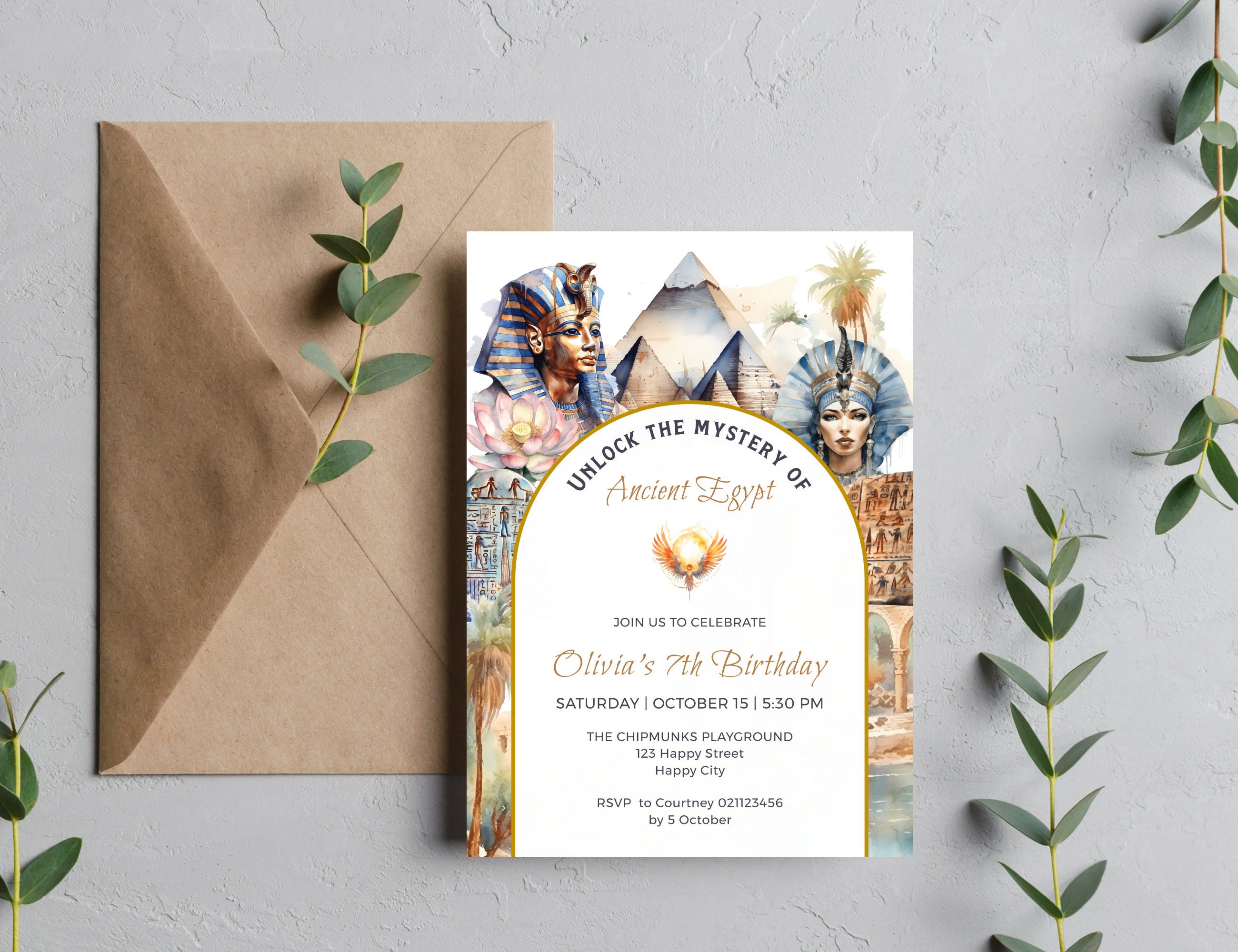 Egyptian Themed Birthday Invitation , Unlock the Mystery of Ancient ...