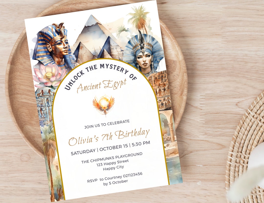 Egyptian Themed Birthday Invitation , Unlock the Mystery of Ancient