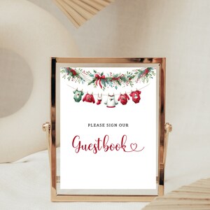 Festive Clothes Line Baby Shower Guest book Sign,  Christmas Baby Shower Sign, Winter Baby Shower, Baby Shower Game Printable