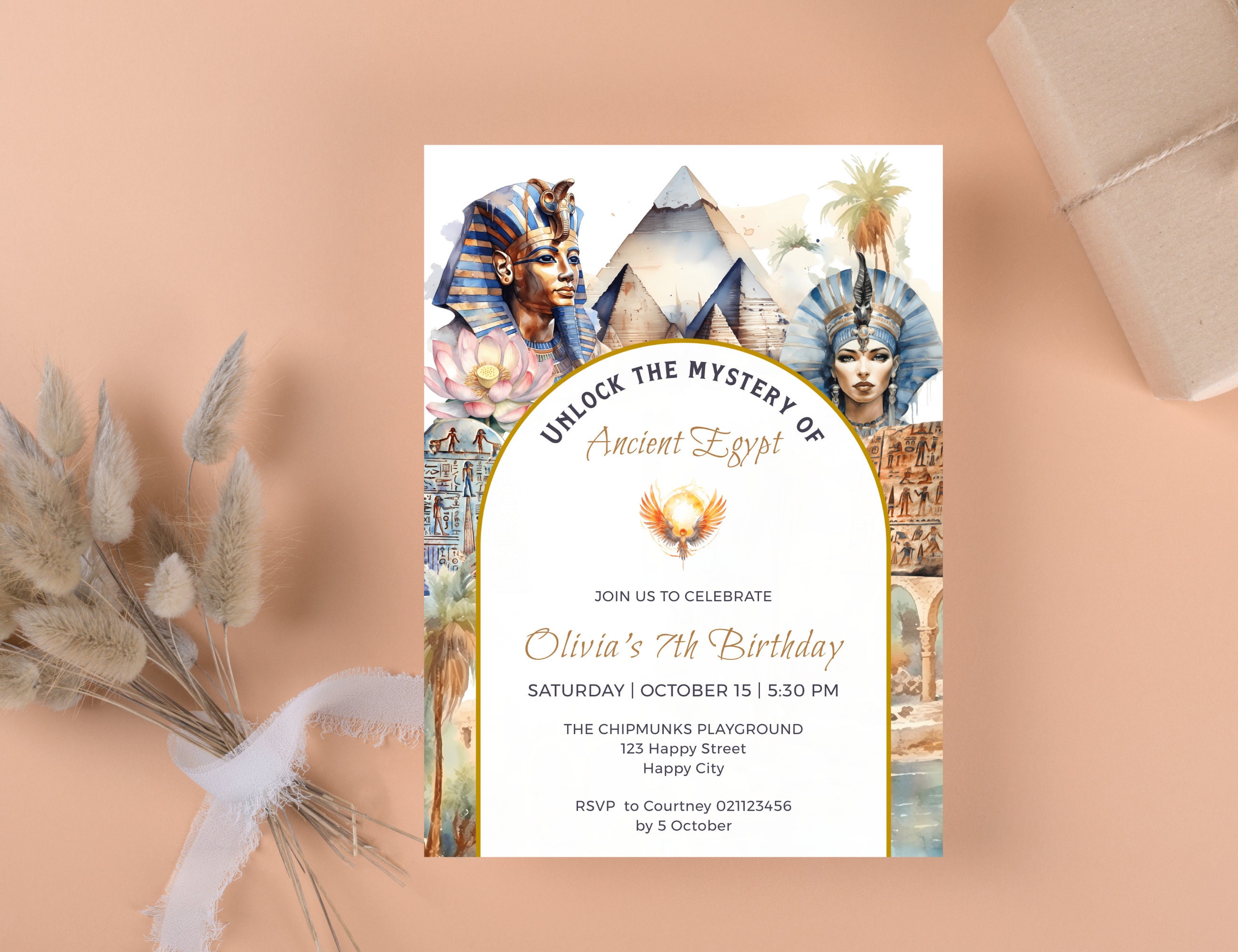 Egyptian Themed Birthday Invitation , Unlock the Mystery of Ancient ...