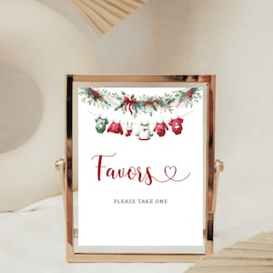 Feestelijke babykledinglijn, kerstbabyshower gunstteken, winterbabyshowerteken, moderne babyshower, babyshowerspel afdrukbaar