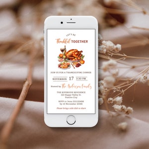 Thanksgiving Dinner Party Evite , Fall Dinner Party evite, Editable Printable Template Instant download