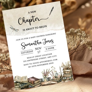 Storybook Baby Shower Invitation, Book lover Shower Template, Book theme Gender Neutral Invite. Editable, Printable, Instant Download.
