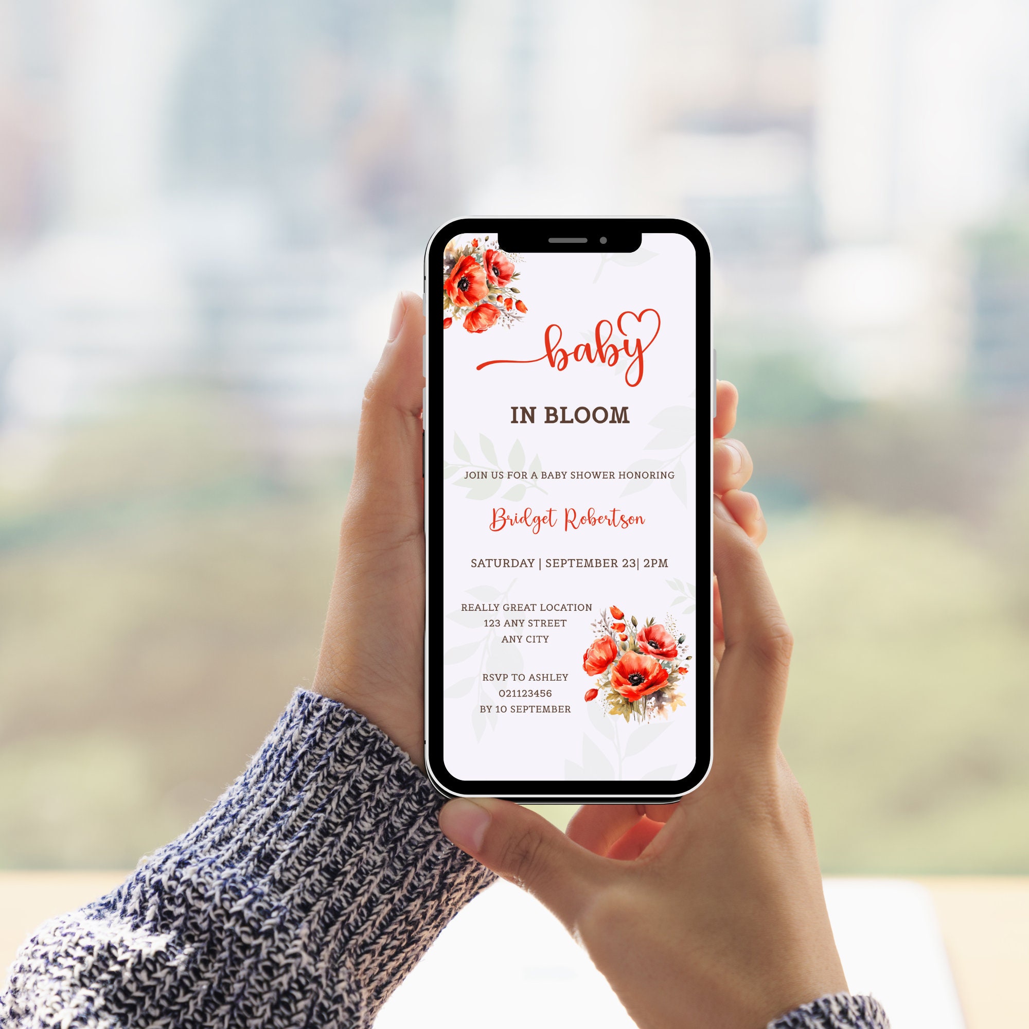 Red Poppies Baby Shower Evite Templates Poppies Theme Baby in Bloom Red Poppies Baby Shower Evite Templates Poppies Theme Baby in Bloom