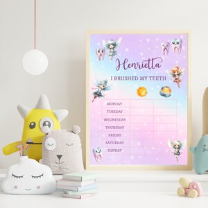 I Brushed my Teeth Printable Tracking/Checklist Fairy Tooth Template for Girl. Editable Printable Digital Download