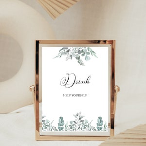 Greenery Eucalyptus Baby Shower Drink Sign,  Greenery Bridal Shower Sign, Modern Baby Shower, Baby Shower Game Printable