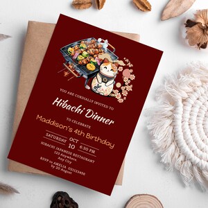 Hibachi Birthday Invitations Template, Hibachi BBQ Grilled 4th Birthday Party Invites Template, Editable, Printable, Digital Downloads