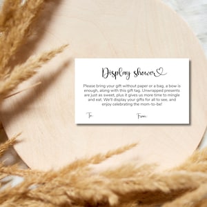 Display Shower Baby Shower Gift Tag, Don&#39;t Wrap Gifts Insert, Gifts on Display Card, Display Shower, No Wrapping Please, Editable, Printable