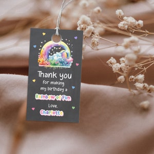 Watercolor Rainbow Favor Tags, Rainbow of Fun Thank You Tags, Rainbow Birthday Party, Editable, Printable, Digital Download.