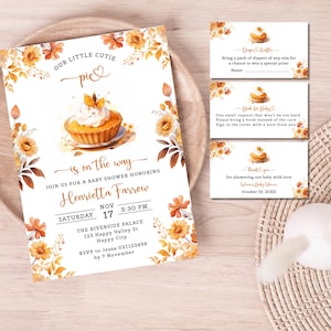 Cutie Pie Baby Shower Invitation , Pumpkin Pie Baby shower invite, Fall Baby Shower Editable Printable, Instant download