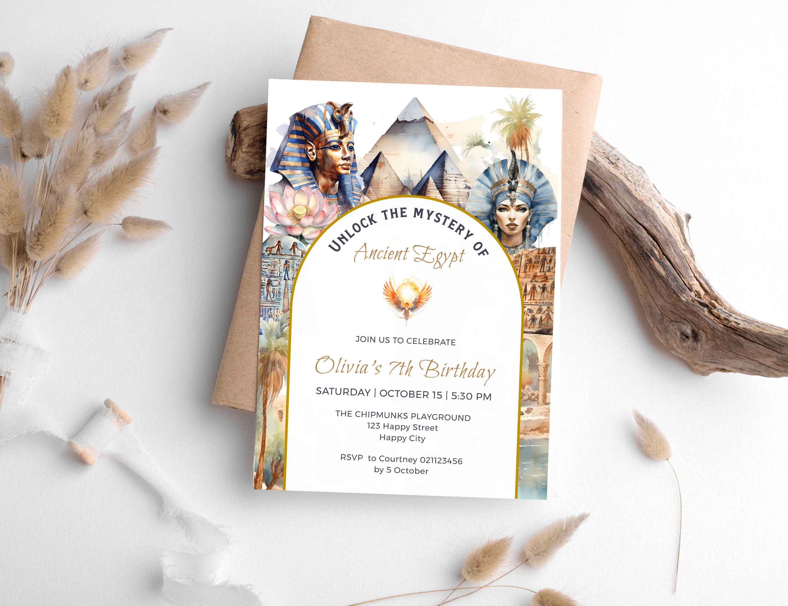 Egyptian Themed Birthday Invitation , Unlock the Mystery of Ancient ...