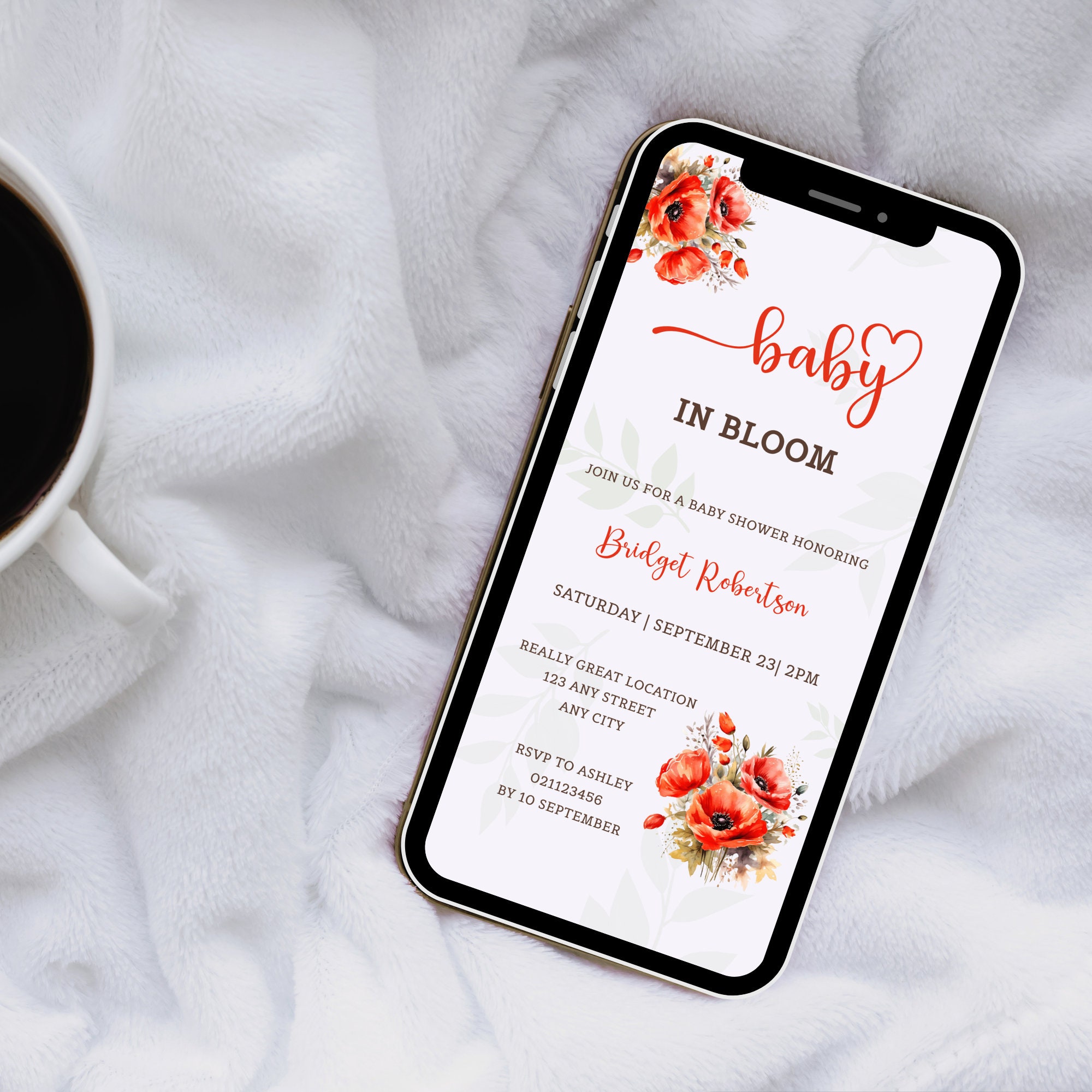 Red Poppies Baby Shower Evite Templates Poppies Theme Baby in Bloom Red Poppies Baby Shower Evite Templates Poppies Theme Baby in Bloom