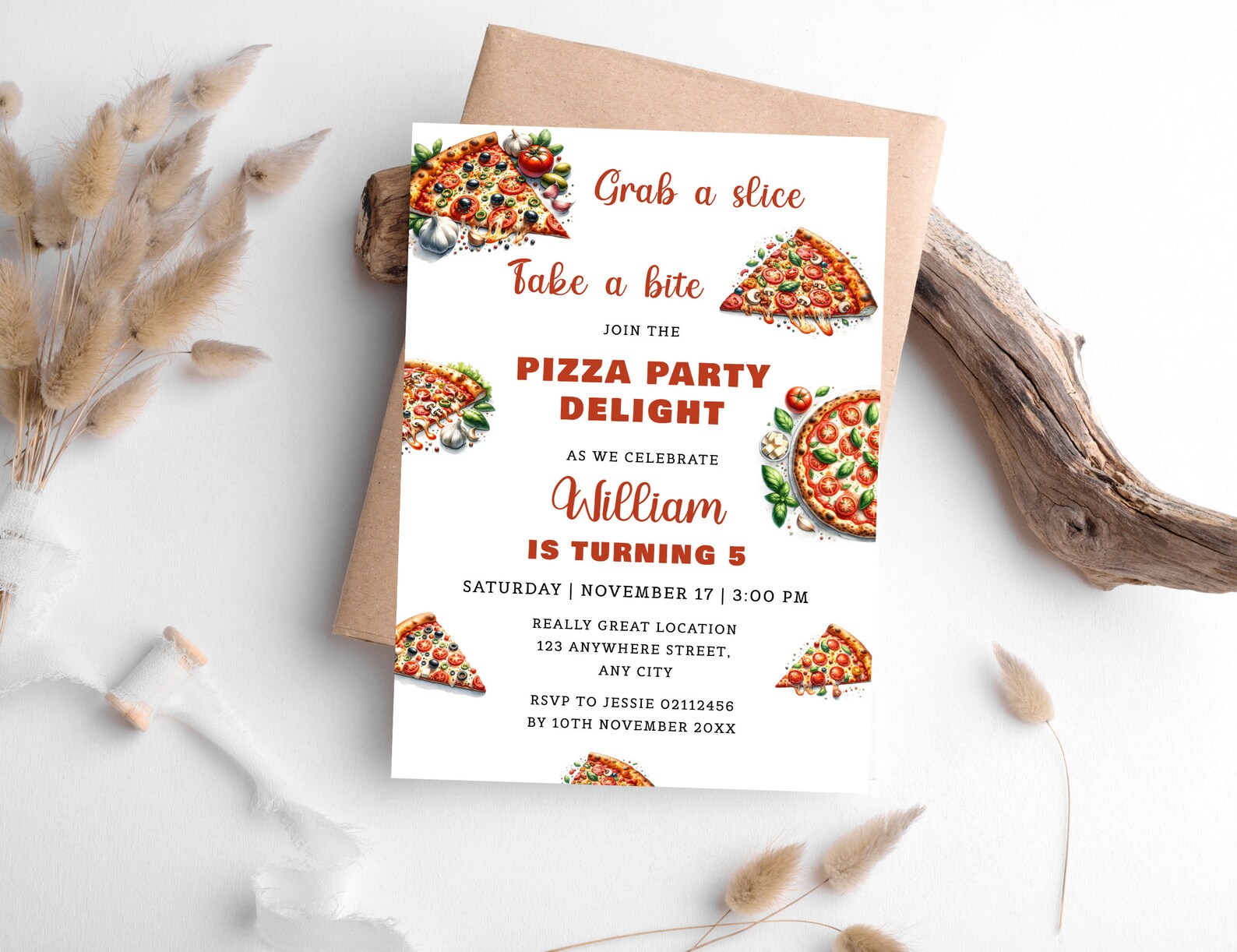 Pizza Party Birthday Invitation, Pizza Birthday Invitation Template ...