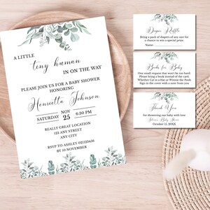 A little tiny human Baby Shower Invitation , Greenery Eucalyptus Baby shower invite, Editable Printable, Instant download