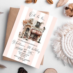 Paris Birthday Invitation, EDITABLE Meet me in Paris Invites, Digital, Instant download