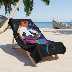 Panda Lovers Beach Towel, Gift for Animal Lovers, Cute Beach Towel, Panda Gift for Summer