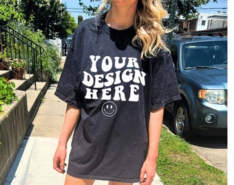 Comfort Colors C1717 Black Shirt Mockup Oversized Black T-Shirt Model Mockup Trendy Outdoor Black Shirt Western Mockup Bach Cowgirl Mockup