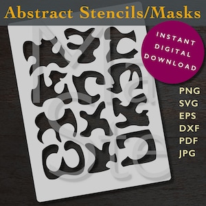 Abstracts 1 Digital Stencil Template SVG DXF Vector Files png pdf Cricut Mylar Cutting Laser Masks Instant Digital Download Abstract Shapes