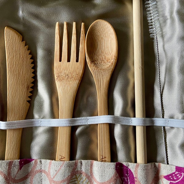 Reusable Bamboo Cutlery Wrap