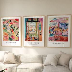 Henri Matisse Set Of 3 Gallery Wall Print, Gallery Wall Set, Picasso Poster, Museum Poster, Matisse Wall Art, Matisse Print, Matisse Poster
