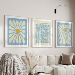 Blue Wall Art Set Blue Matisse Print Set of 3 Gallery Wall Set Matisse Poster Blue Print Set Botanical Print Set Poster Printable
