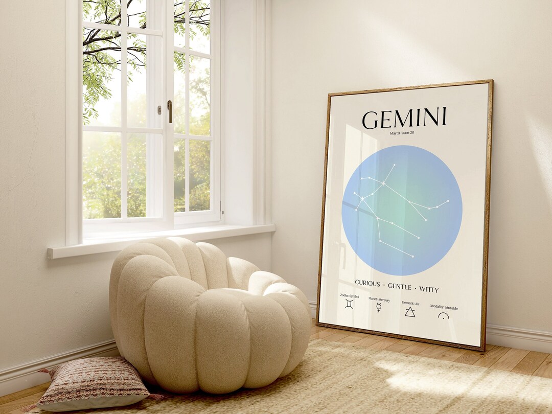 Zodiac Print, Gemini Star Sign Wall Art, Gemini Star Sign Print, Zodiac ...