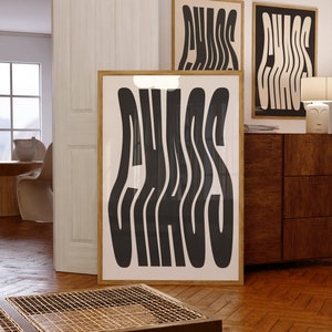 Chaos Print Monochrome Print 70s Print Retro Print Trendy Poster Retro Wall Art Dorm Room Decor Trendy Wall Art 70s Wall Art Trendy Retro