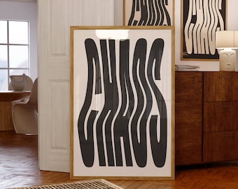 Chaos Print Monochrome Print 70s Print Retro Print Trendy Poster Retro Wall Art Dorm Room Decor Trendy Wall Art 70s Wall Art Trendy Retro