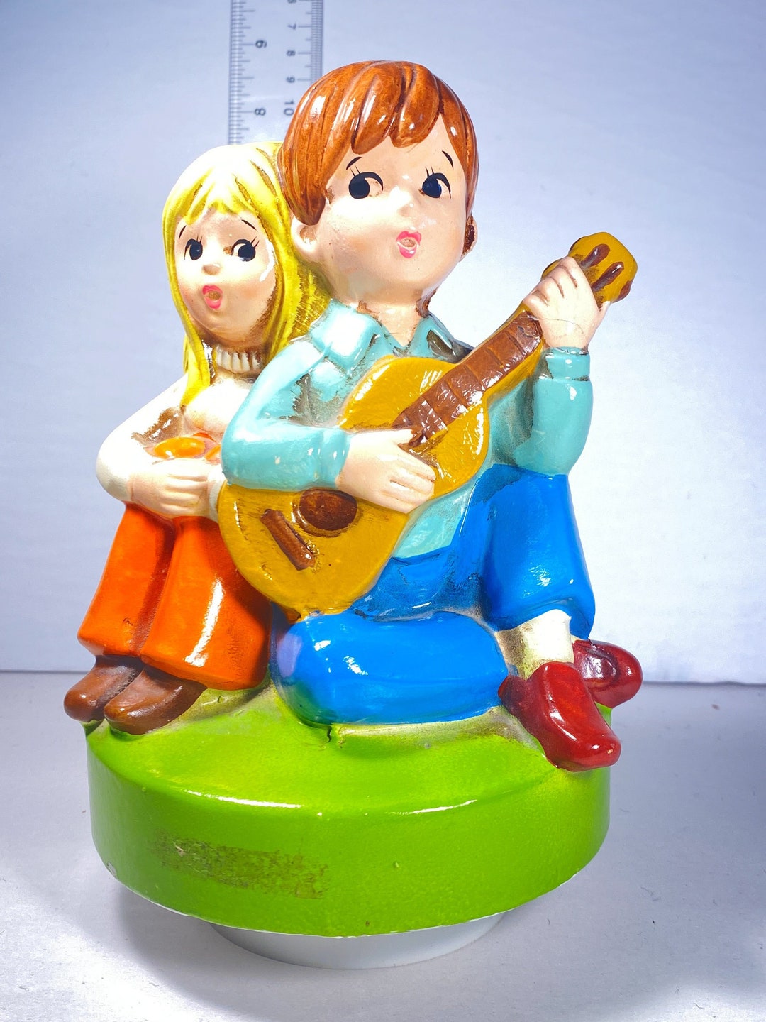 Vintage Rotating Music Box. Boy With Guitar and Girl. Plays Etsy