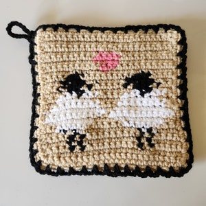 2 PC hand crochet, sheep, farm, country, pot holder, trivit. Large size
