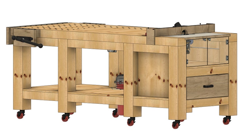 Woodworking Bench With Router Station Plans (PDF Plans) - Etsy