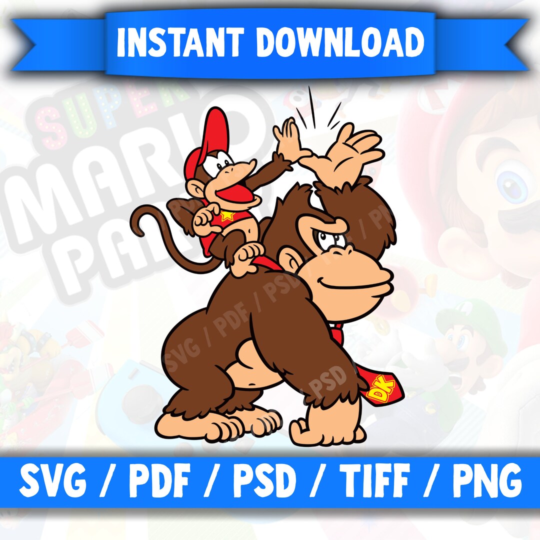 Donkey Kong SVG Clipart Mario Digital File Diddy Kong Ready to Print ...