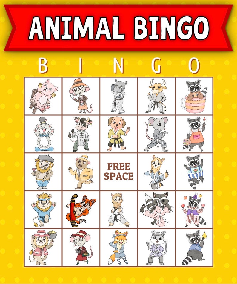 Tier Bingo druckbares Süßes Tier Bingo bereit zum Drucken Tier Bingo