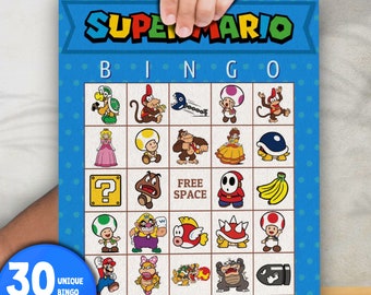 Mario druckbare Bingo Mario Bingo druckbare Mario Hochwertige, fertige Mario Party-Spiel druckbare Geschenk Mario Themen Geschenk Bingo-Spiel zu drucken