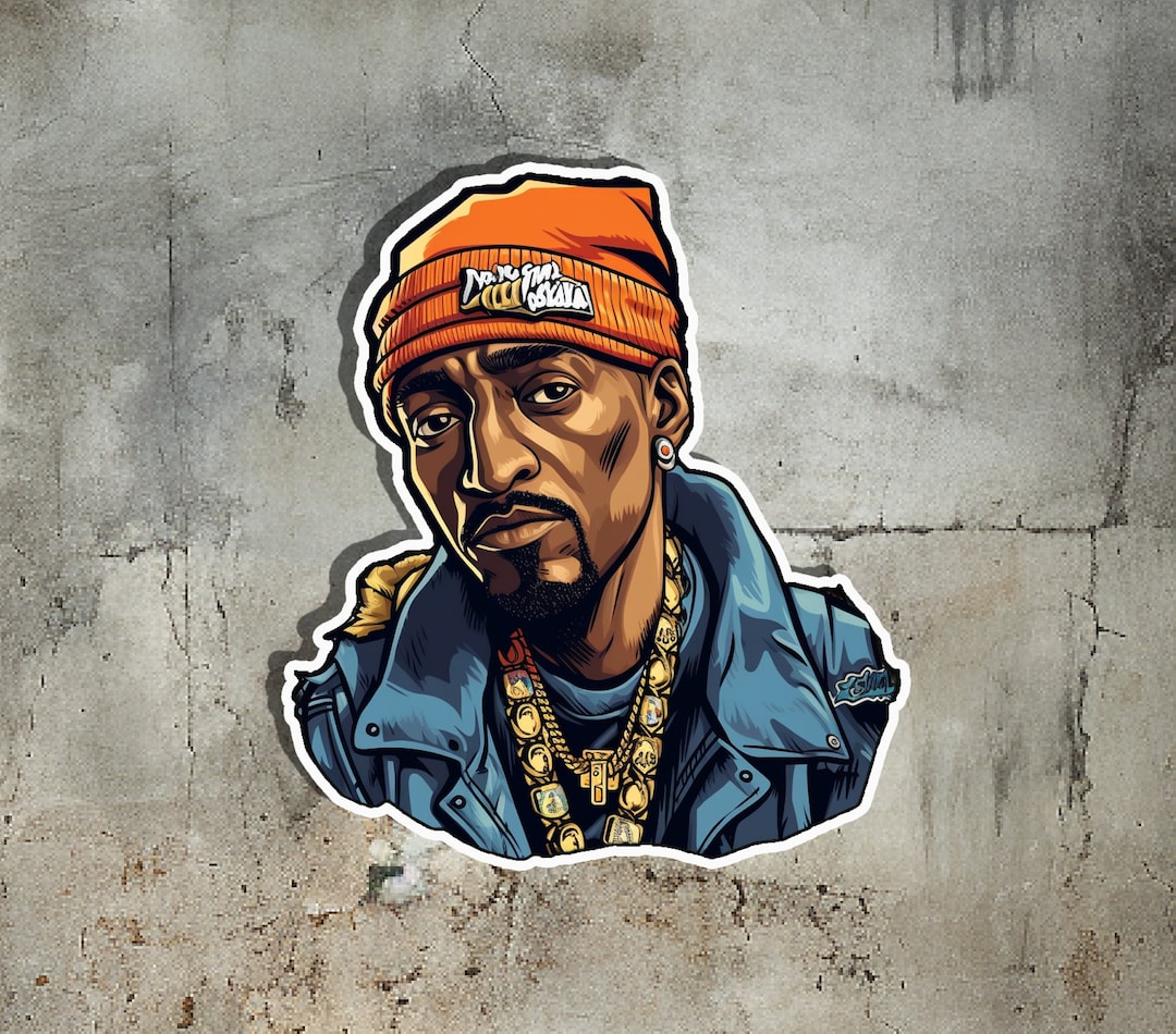 Rakim Rapper Sticker, Cut-out Sticker, Cool Hip-hop Graffiti Style Face ...