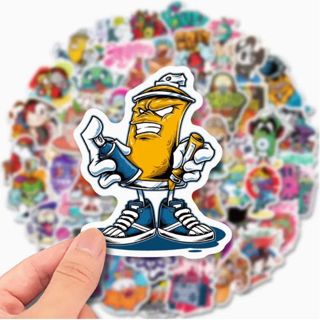 50pcs. Cool Cartoon Graffiti Character Stickers, Laptop, Phone, Bottle, Gift, Fresh Design