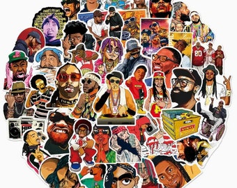 50pcs. cool cartoon rapper character stickers, laptop, phone, bottle, gift, fresh design, spray can, hip hop, rap, fan art, skateboard, teen