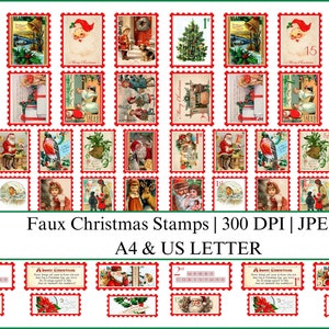 Faux Christmas Stamps | Christmas Ephemera | Instant Download | Printable Stamps | Christmas Journal | Christmas Scrapbooking