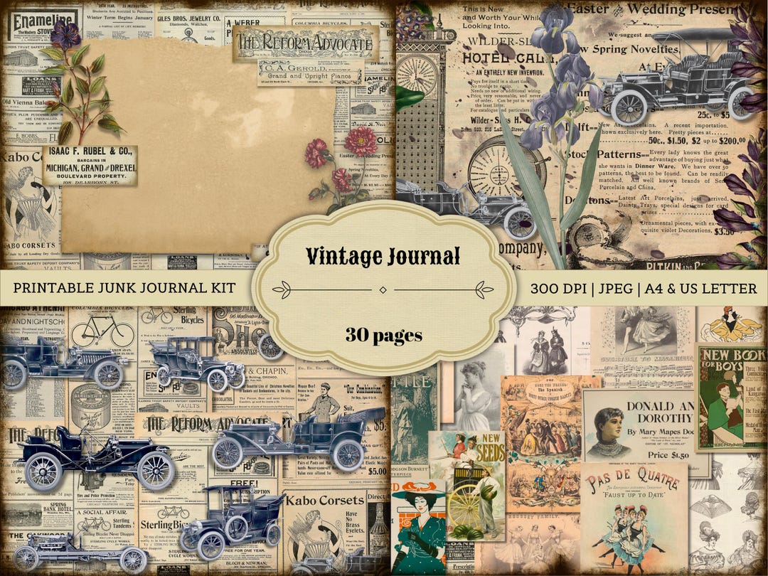Vintage Journal | Printable Journaling Kit | Digital Journaling Kit ...
