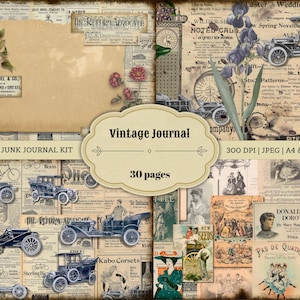 Vintage Journal | Printable Journaling Kit | Digital Journaling Kit | Junk Journal | Digital Ephemera |