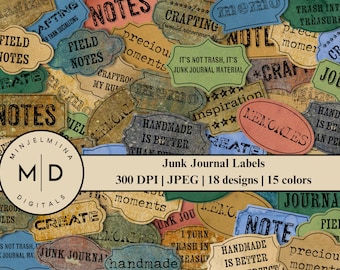 Digitale Junk Journal Etiketten | Vintage Etiketten | Digitale Ephemera | Junk Journal Ephemera | Druckbare Etiketten | Sofort Download