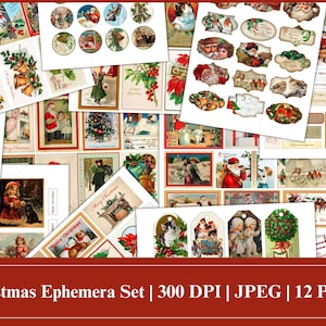 Christmas Ephemera Set | Digital Download | Christmas Tags | Christmas Journaling Cards | Christmas Labels | Christmas Scrapbooking