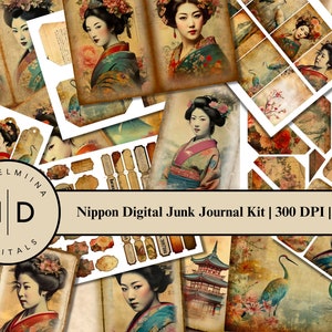 Nippon Digital Junk Journal Kit | Collage Sheets | Digital Paper | Vintage Ephemera | Printable Journal Pages | Instant Download | Japan