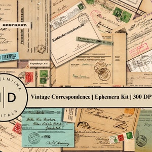 Kit de efímeras de correspondencia vintage / Descarga instantánea / Efímeras vintage / Efímeras imprimibles / Cartas vintage