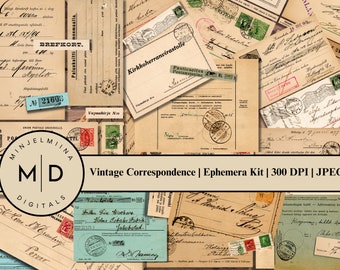 Vintage Correspondence Ephemera Kit | Instant Download | Vintage Ephemera | Printable Ephemera | Vintage Letters