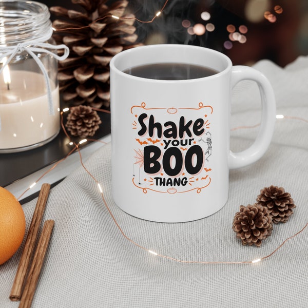 Benutzerdefinierter Name "Shake Your Boo Thang" Spooky Season Becher, Lasergravur Reisebecher, Geisterbecher, Halloween Geschenk für Jungs, Mädchen, Freunde, Jungen