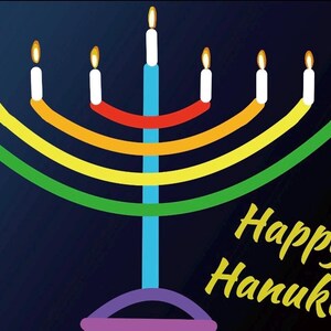 Carte postale Menorah arc-en-ciel