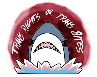 Blåhaj 'Trans Rights or Trans Bites' Print